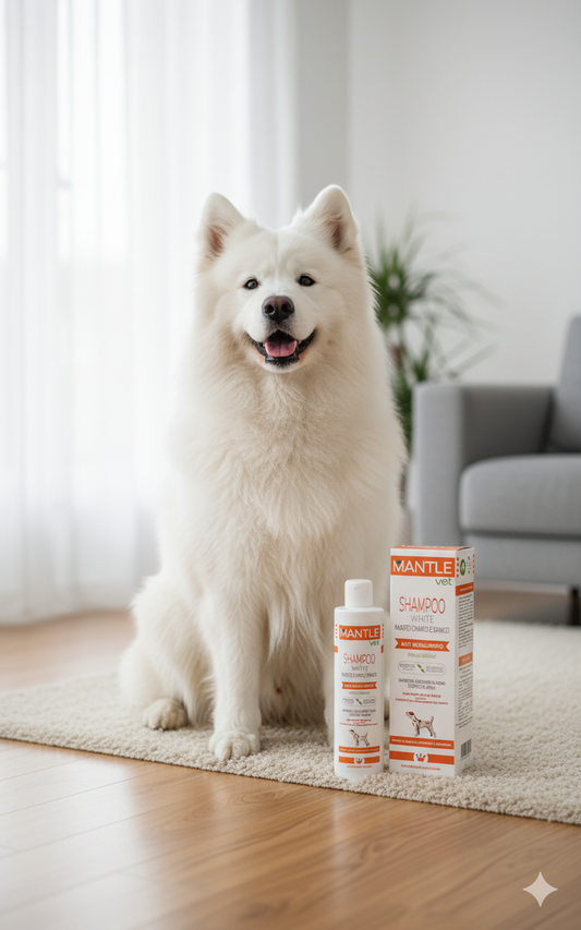Mantle Vet Shampoo White per Cani dal Manto Chiaro o Bianco
